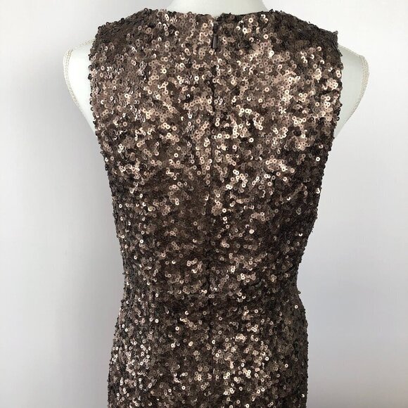 FRENCH CONNECTION Lucinda Brown Bronze Fitted Fully Sequinned Mini Dress US 8 - Picture 10 of 16